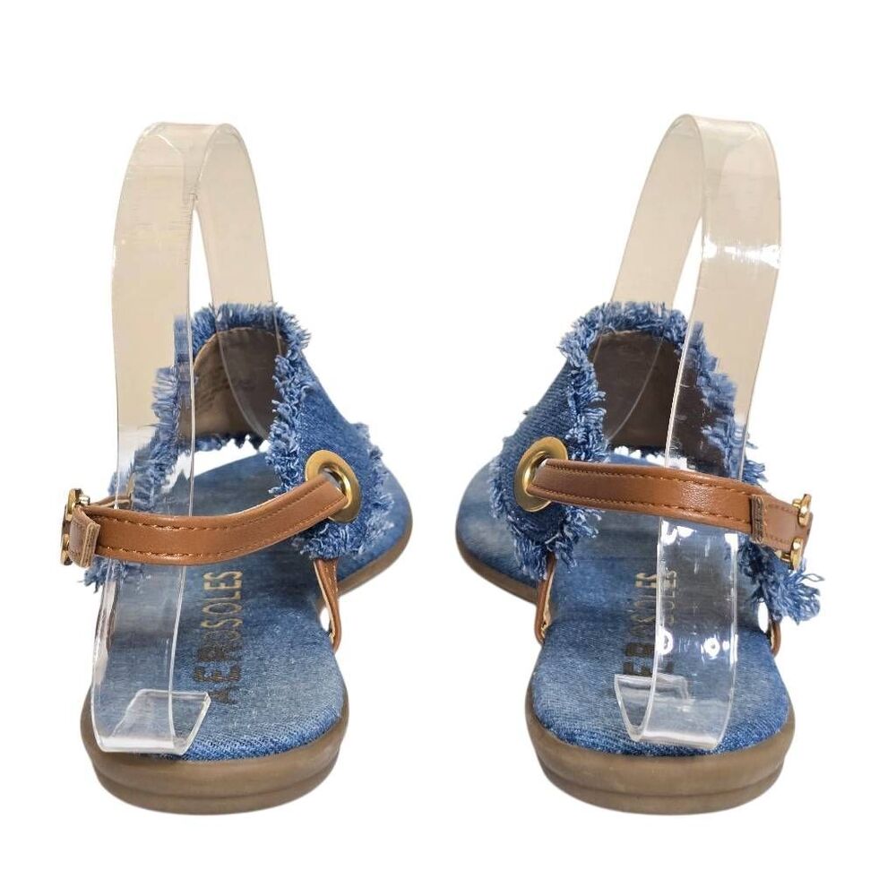 Aerosoles Conclusion Denim Fringe Sandals Blue Jean Boho Slingback Size 7 - Picture 5 of 13